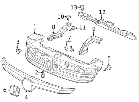 Grille & Components for 2012 Honda Civic #1
