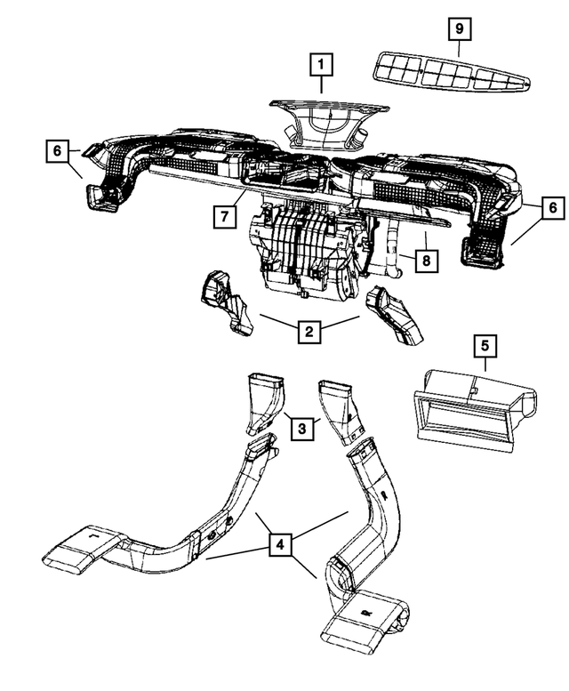 5191353AB - Air Conditioners and Heaters: A/c And Heater Duct, Left for Mopar Image
