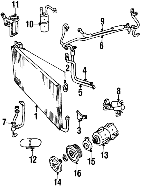 Condenser, Compressor & Lines for 2001 Lincoln Continental #0