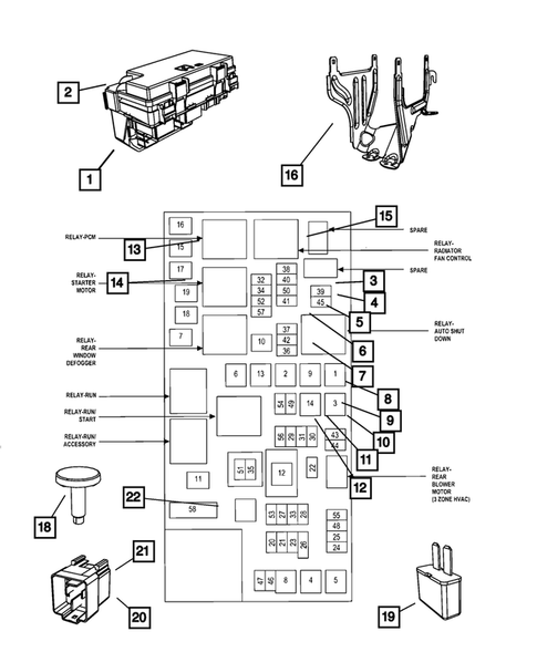 Power Distribution Center, Fuse Block, Junction Block, Relays and Fuses for 2012 Dodge Grand Caravan #1