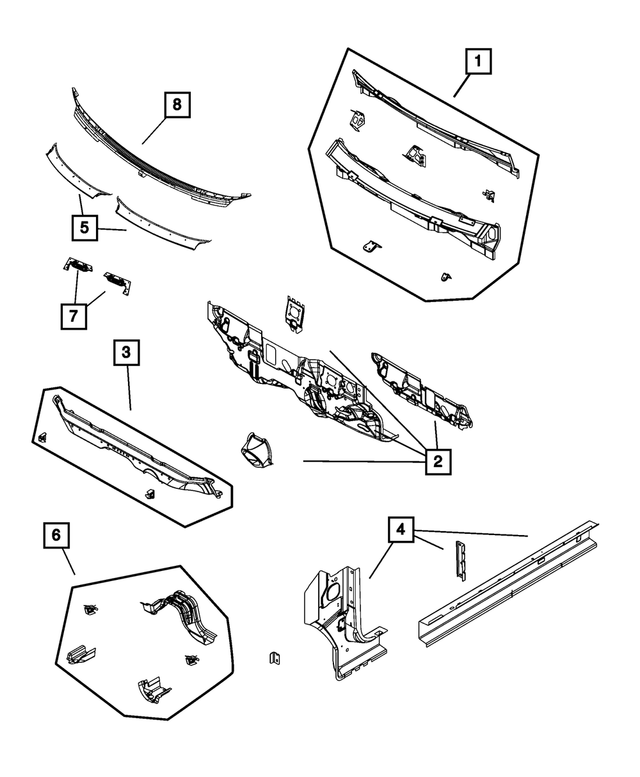 5067841AH - Body Sheet Metal Except Doors: Dash Panel for Mopar Image