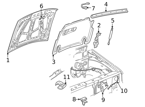 Hood & Components for 2001 Ford Explorer Sport #0