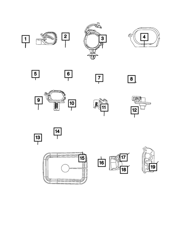 68201933AA - Electrical: Cable Clip for Fiat: 500L | Ram: ProMaster 1500, ProMaster 2500, ProMaster 3500, ProMaster City, ProMaster EV Image