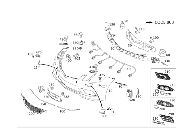 2078800324 - Attachment Parts: Cover, Bumper Area for Mercedes-Benz Image