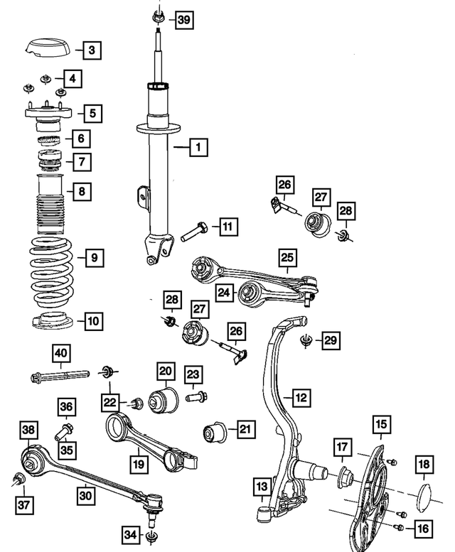 4895414AE - Front Suspension: Strut Mount, Right for Mopar Image