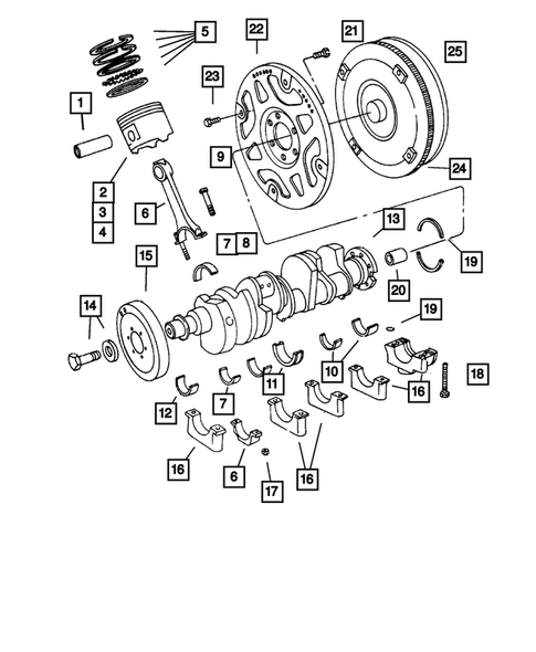 Crankshaft, Pistion and Torque Converter for 2002 Dodge Ram 1500 #0
