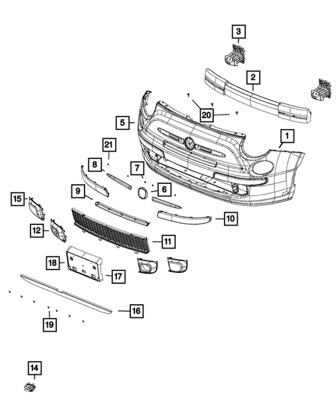 Front Bumper and Fascia for 2016 Fiat 500 #0