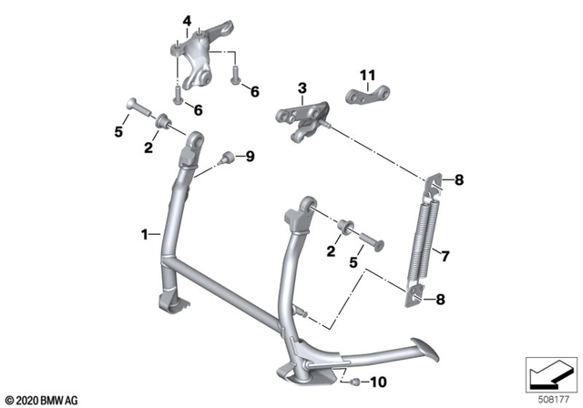 46528404280 - Frame and Mounting Parts: Center Stand Bracket, Left for BMW-Motorrad Image