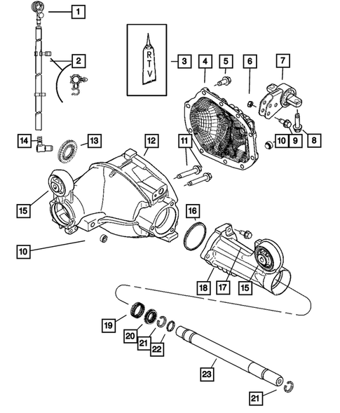 Front Axle;  Housing, Differential and Vent for 2008 Jeep Commander #1
