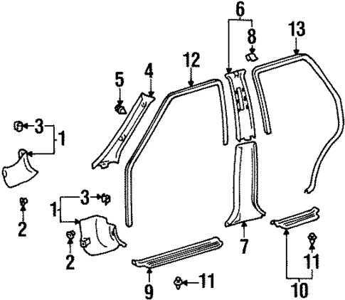 Interior Trim - Pillars for 1998 Chevrolet Prizm #0
