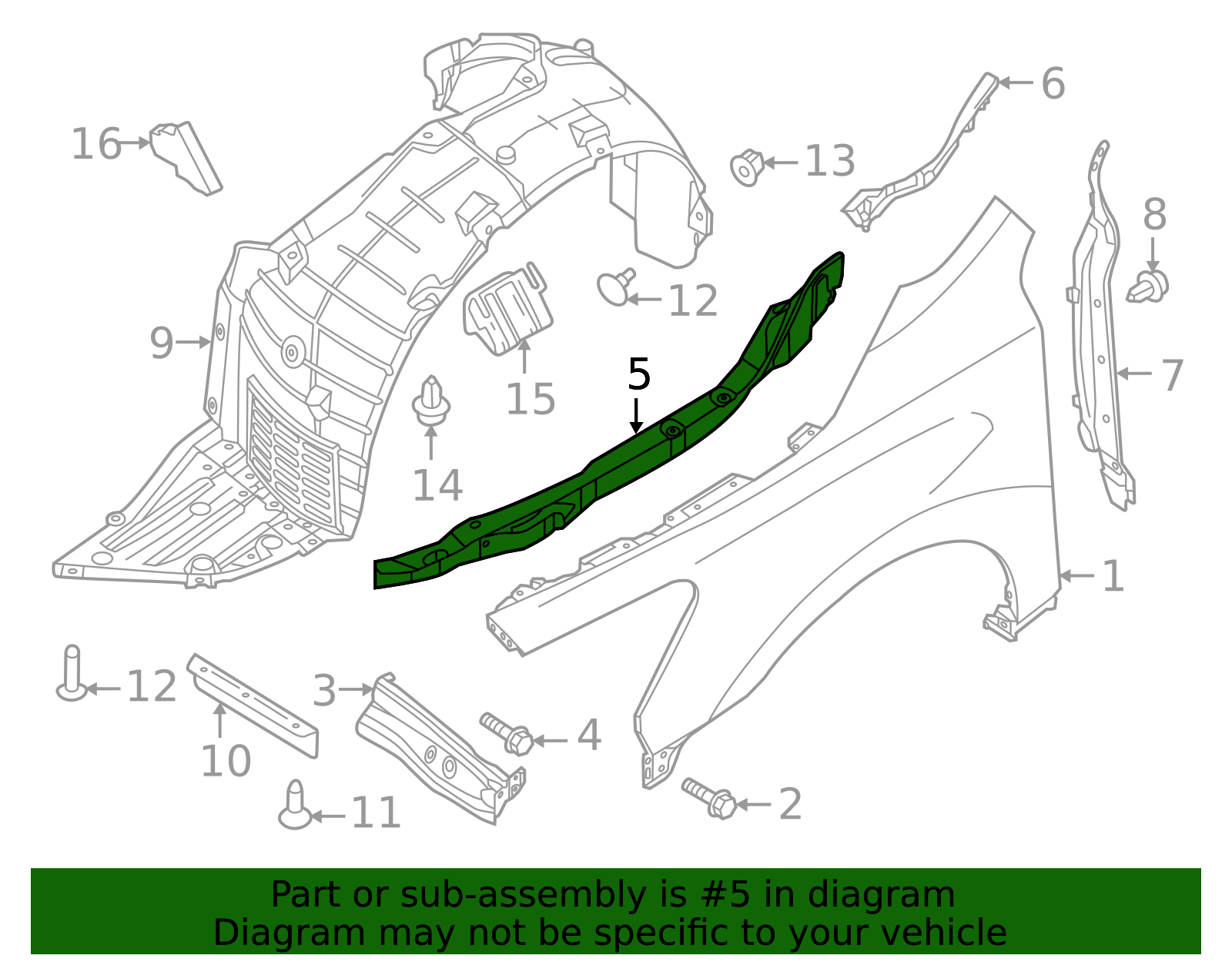 Genuine Fender Ledge Cover - 65821-9HS0A | NissanParts.cc | Nissan