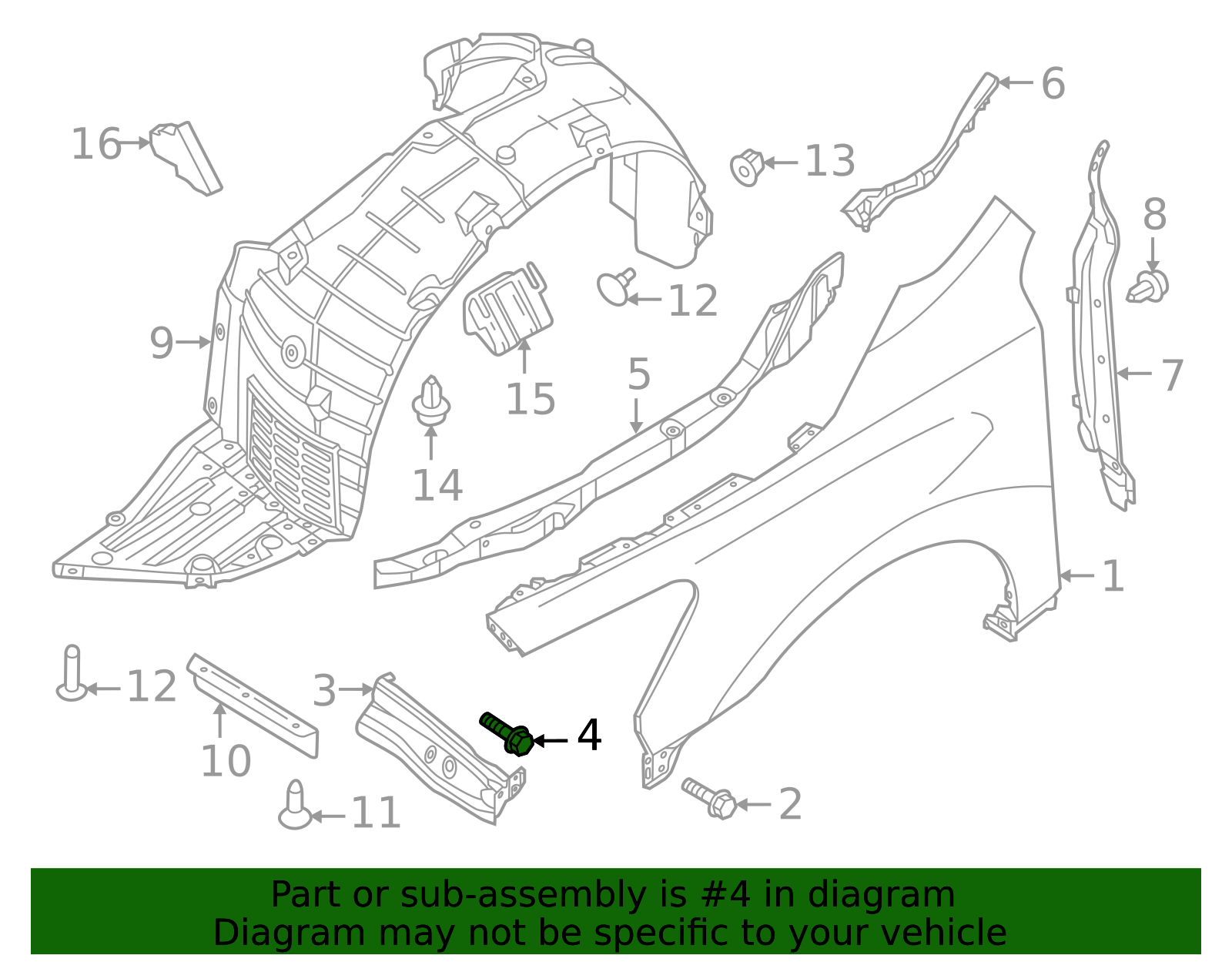 01125-N6061 - Fender Bolt 2007-2026 Nissan | Official Nissan Parts 