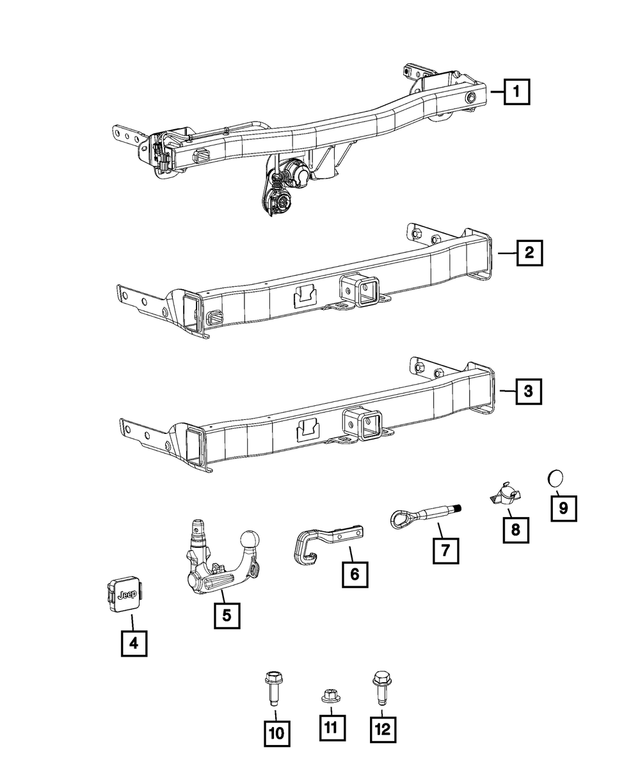 68255632AA - Frame, Bumper and Fascia: Trailer Hitch for Mopar Image