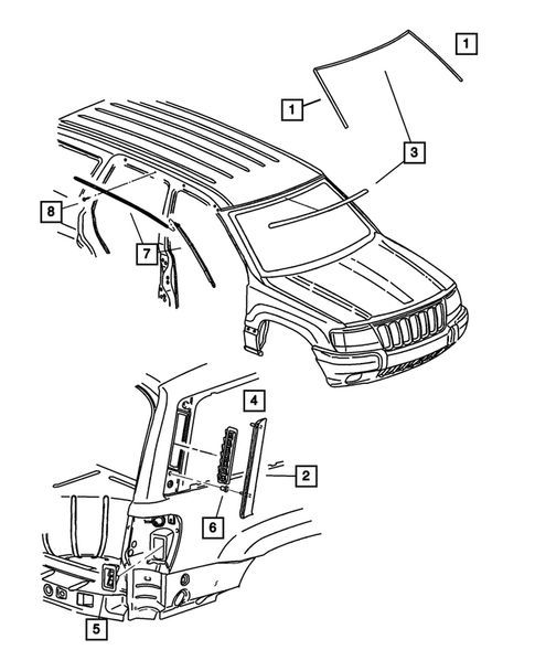 Moldings and Ornamentation for 2004 Jeep Grand Cherokee #1