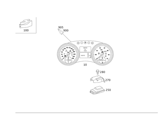 2519005800 - Electrical Equipment and Instruments: Instrument Cluster for Mercedes-Benz Image image