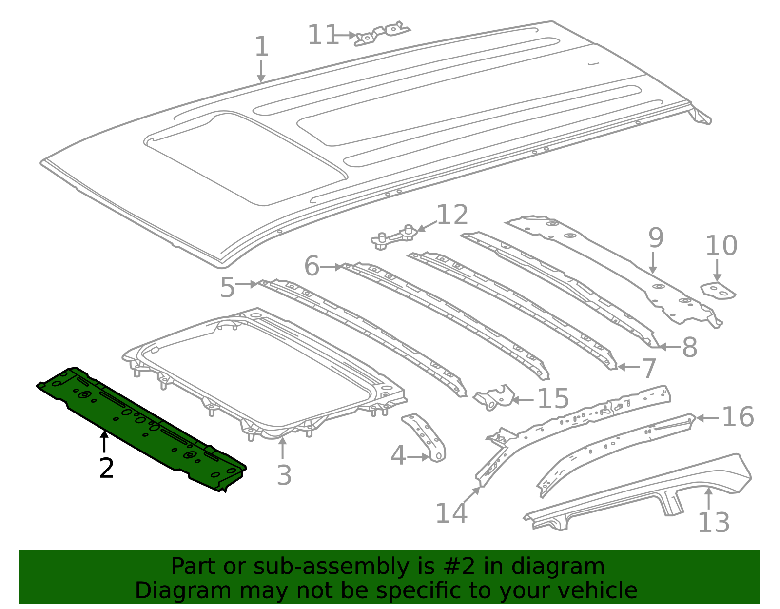 63102-0E906 - Roof Header Panel 2014-2019 Toyota Highlander | Longo ...