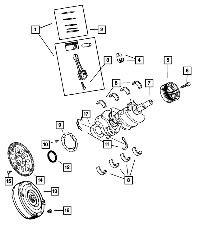 5066736AB - Engine 3.7L Six Cylinder [EKG]: Crankshaft Bearing Package for Mopar Image