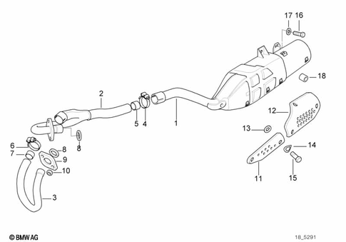 Exhaust System Parts with Mounts for 1997 BMW-Motorrad F 650 ST #0