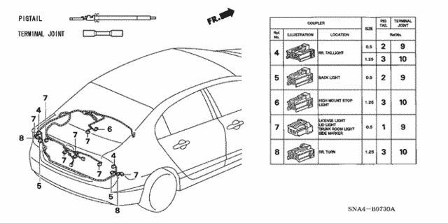 Electrical Connectors (RR.) for 2007 Honda Civic #0