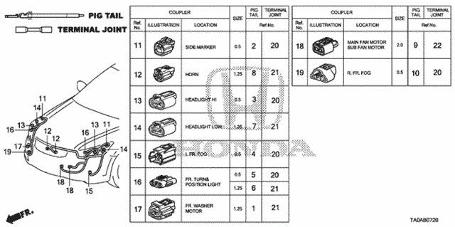 Electrical Connectors (FR.) for 2012 Honda Accord #0