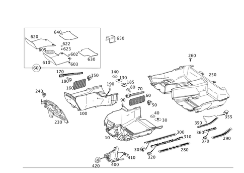 Front Wall Pillar Trim, Lining on Floor and Footrest for 2011 Mercedes-Benz E550 #0