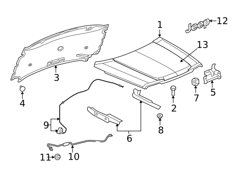 Exterior Trim - Hood for 2012 Jeep Liberty #0