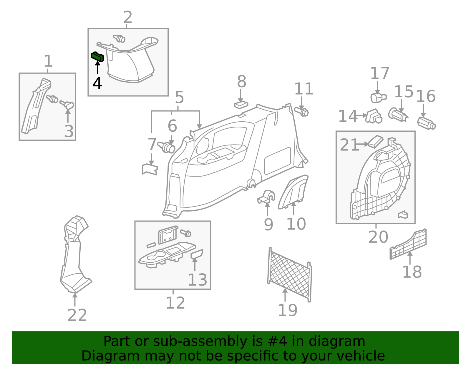 84145-SHJ-A01ZA - 2005-2010 Honda Odyssey - Cap R Rear Pillar *G64L ...
