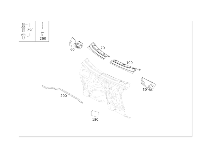 1645010292 - Cowl, Front Panel: Seal for Mercedes-Benz: GL320, GL550, ML320, ML350, ML500, ML550, ML63 AMG Image image