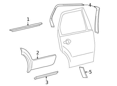 Exterior Trim - Rear Door for 2005 Ford Freestyle #0