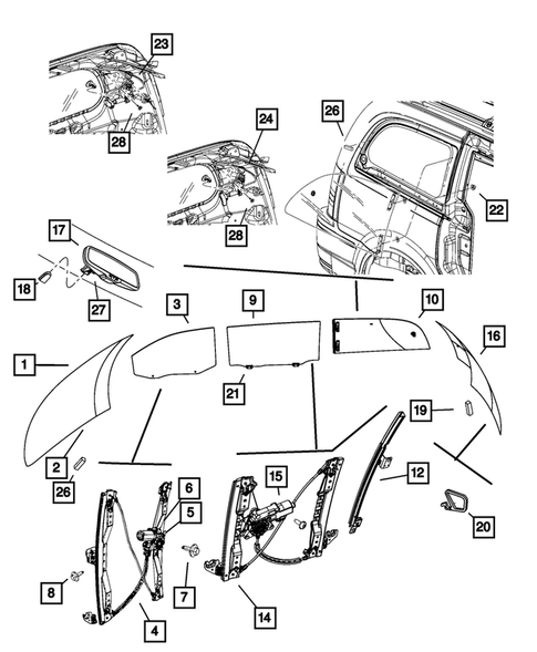 Glass and Interior Rear View Mirror for 2017 Dodge Grand Caravan #0
