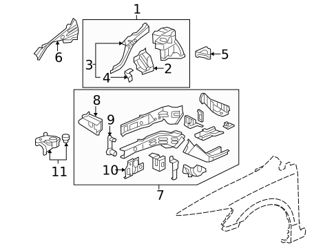 Structural Components & Rails for 2009 Honda Civic #1