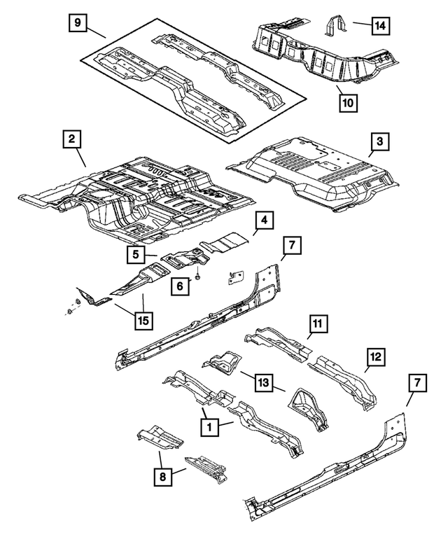 55359577AB - Body Sheet Metal Except Doors: Floor Pan Crossmember, Left for Mopar Image