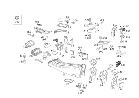 Housing with Tray, Armrest, and Ashtray for 2001 Mercedes-Benz C240 #0