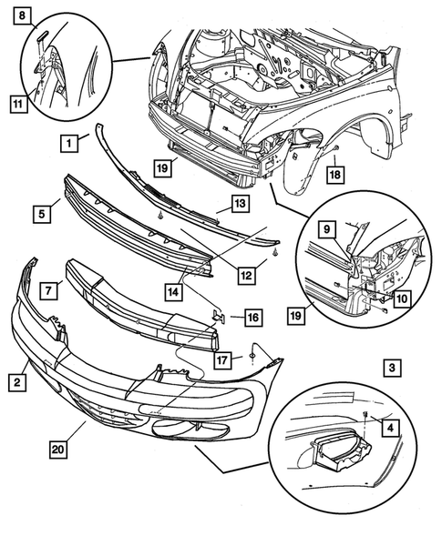 Front Bumper and Fascia for 2004 Chrysler PT Cruiser #0