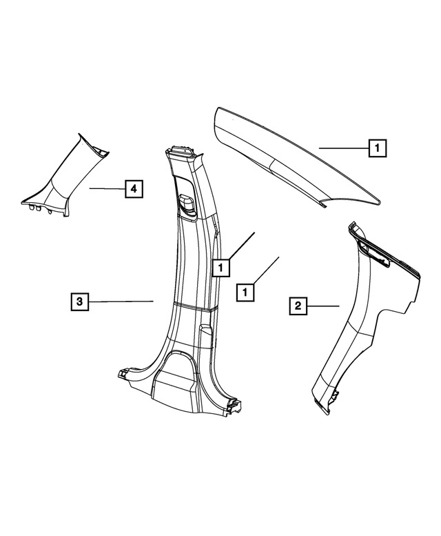 1PM88DX9AE - Interior Trim: C Pillar Inner Panel, Right for Mopar Image