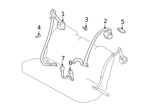 Second Row Seat Belts for 2002 Toyota Highlander #0