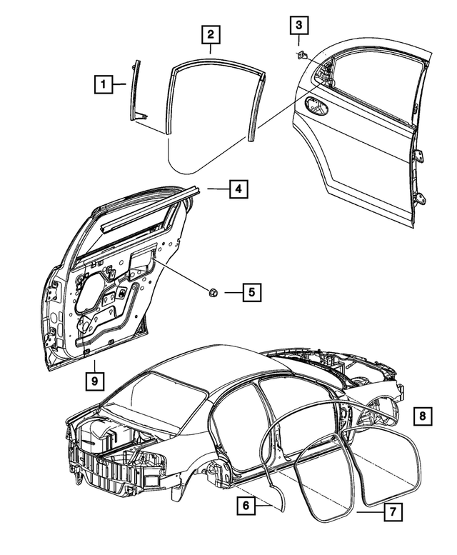 4814629AF - Doors and Related Parts: Rear Door Glass Channel, Left for Mopar Image
