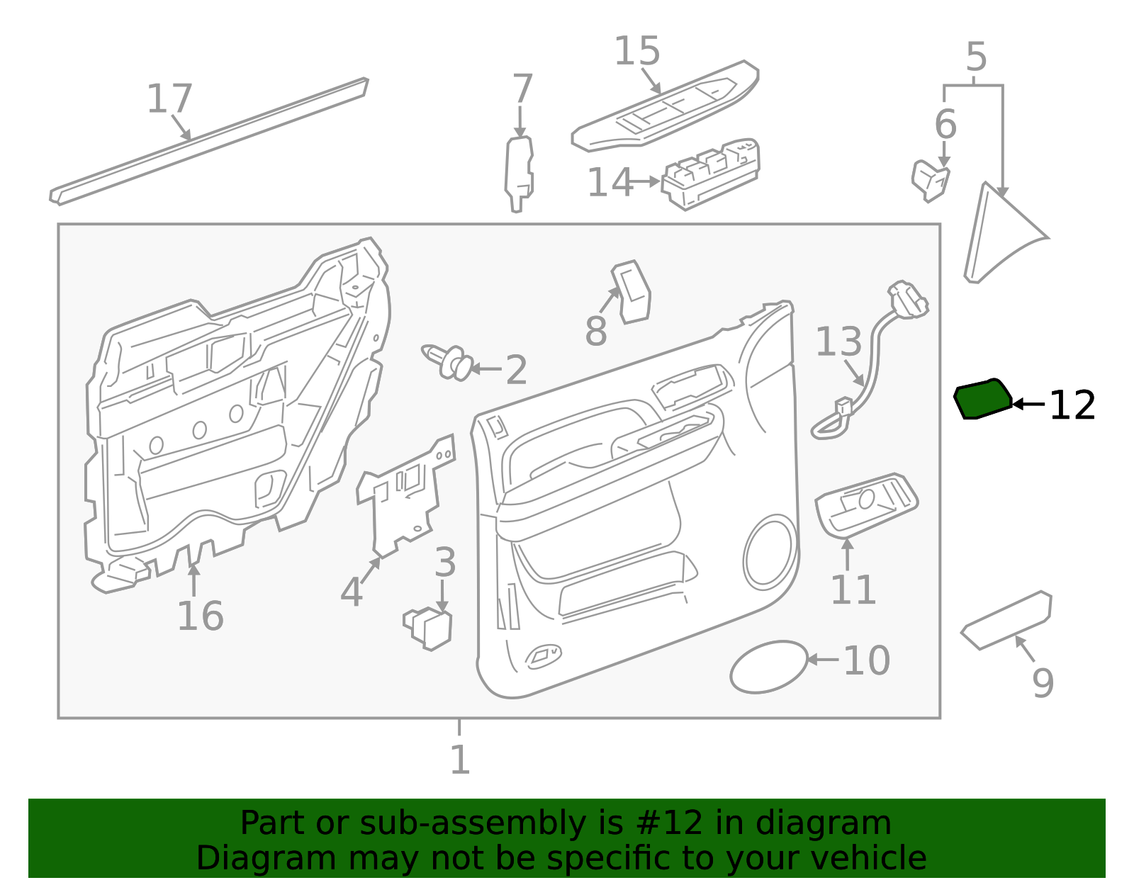 25897908 - Dark Titanium Driver Side Front Door Inside Handle