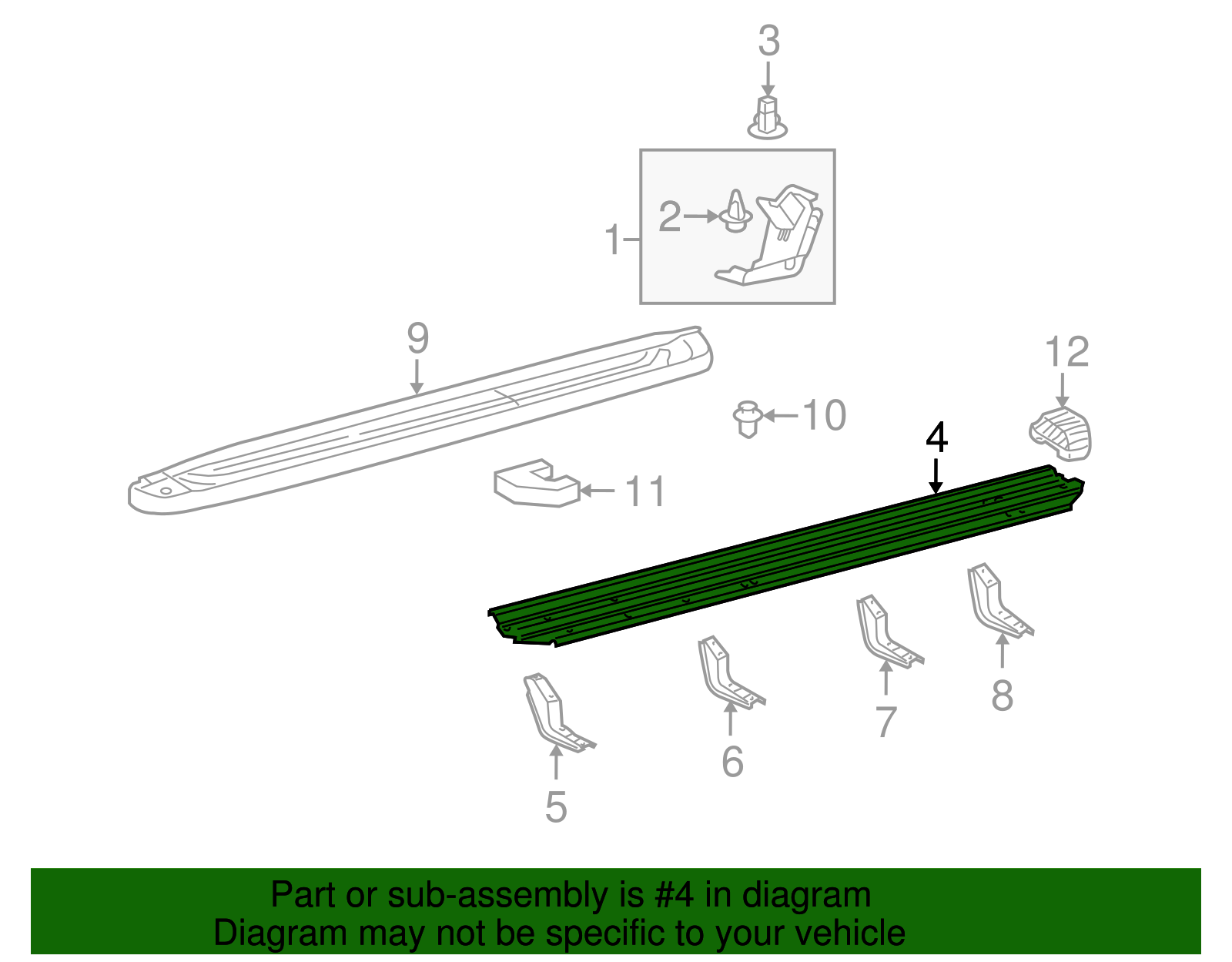 OEM 2008-2022 Toyota Sequoia Running Board Part # 51772