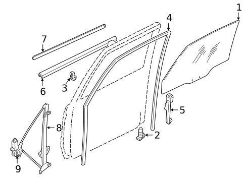 Glass - Front Door for 2005 Mitsubishi Montero #0