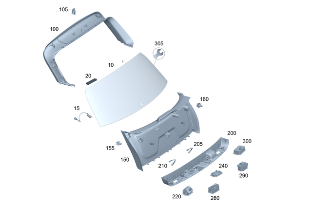 1677401700 - Rear-End Door: Rear Window for Mercedes-Benz: GLE350, GLE450e, GLE580 Image image