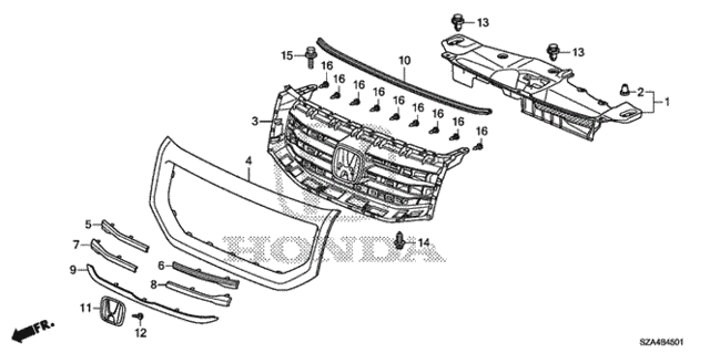 Front Grille ('12-) for 2012 Honda Pilot #0