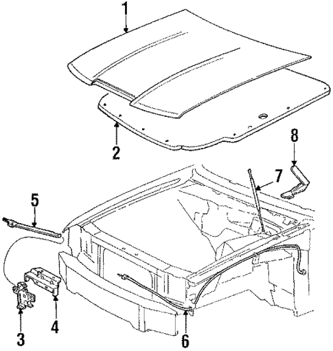 Hood & Components for 1991 Mercury Cougar #0