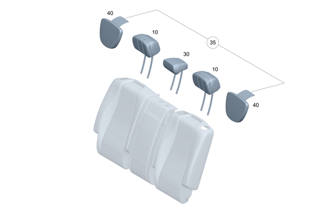 1679703402 - Rear Seat Bench: Head Restraint for Mercedes-Benz: GLE350, GLE450e, GLE580, GLS450, GLS580, GLS63 AMG, Maybach GLS600 Image image