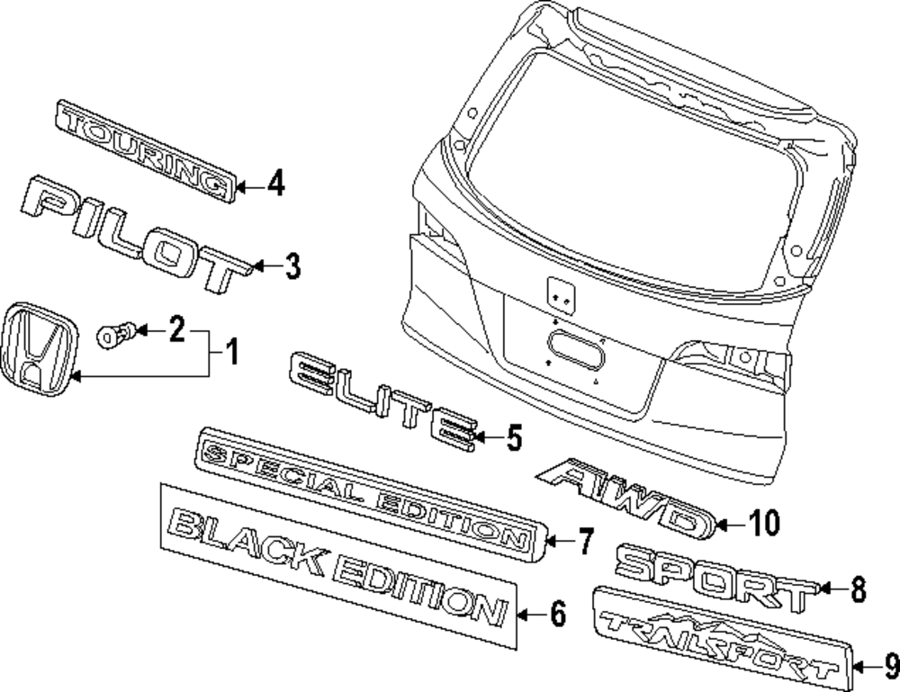 thumbnail image 2 of Genuine OEM Honda Trunk Lid Emblem 75701-TA0-000 - Fits 2016-19 Pilot & 2008-12 Accord 2 of 5