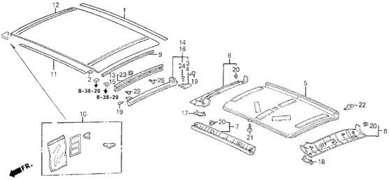 Roof Panel for 1995 Honda Civic del Sol #0
