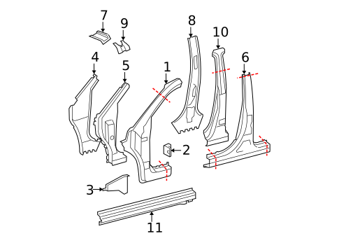 Hinge Pillar for 2010 Toyota Highlander #1