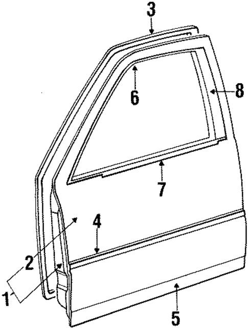 Exterior Trim - Front Door for 1992 Chrysler New Yorker #0