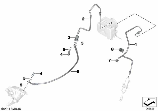 34328528768 - Brakes: Brake Hose for Control Circuit, Rear -  for BMW-Motorrad Image