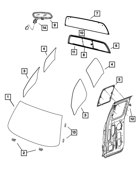 Glass and Interior Rear View Mirror for 2011 Ram Dakota #0